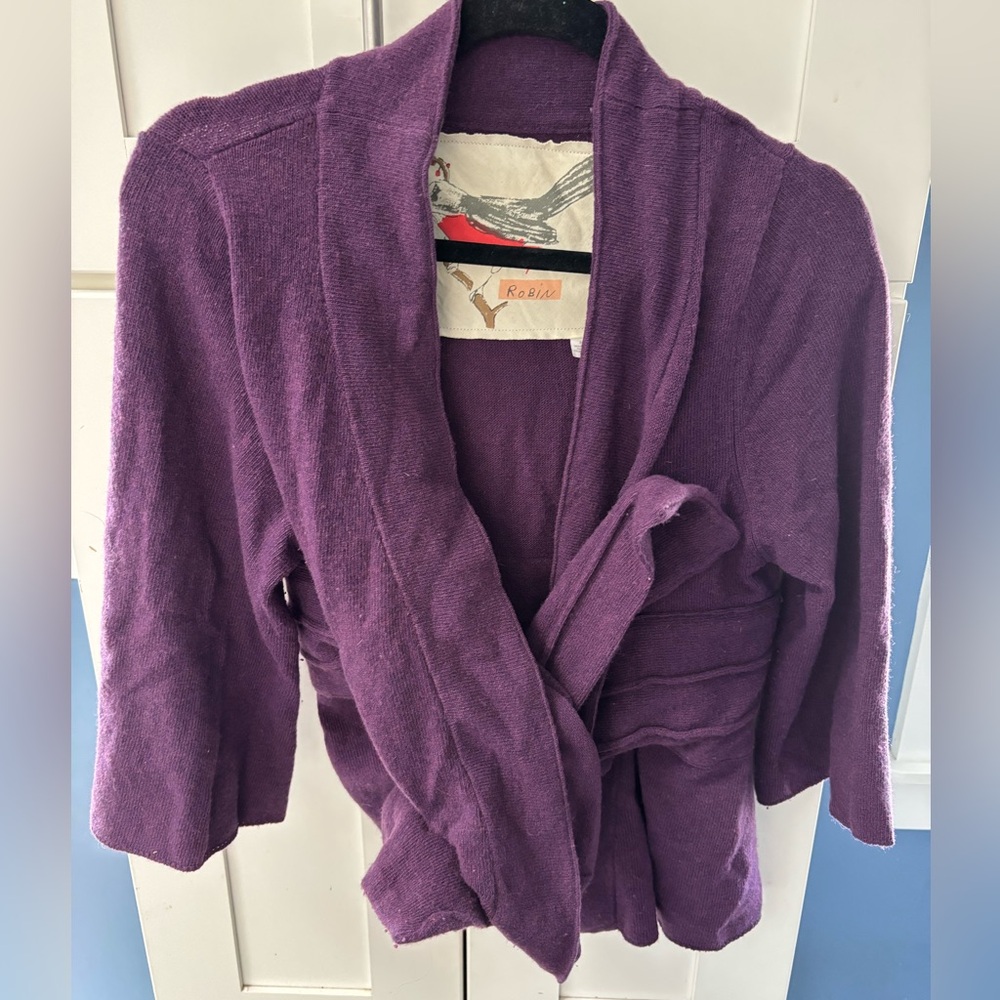Anthropologie Robin purple crossover cardigan (M)